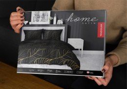 Pościel satynowa 180x200 Czarna złote liście 4815 A Home Satin 58