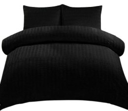Pościel z kory 140x200 czarna jednobarwna 100% bawełna guziki