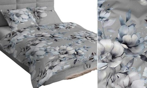 Poszewka bawełniana 40x40 szara niebieska kwiaty 4896 C bawełna Max
