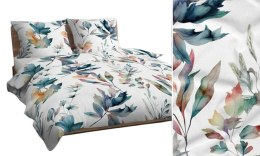 Poszewka bawełniana 50x60 biała turkusowa pomarańczowa liście 4835 A bawełna Max