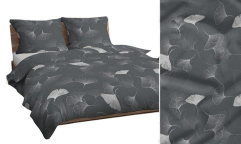 Poszewka bawełniana 50x60 grafitowa szara ciemna liście 4074 C bawełna Max