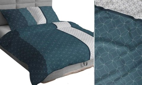 Poszewka bawełniana 50x60 granatowa turkusowa biała geometria paski 4894 A bawełna Max