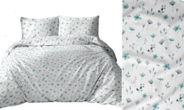 Poszewka bawełniana 70x80 biała niebieska kwiaty gałązki 3698 C bawełna Max