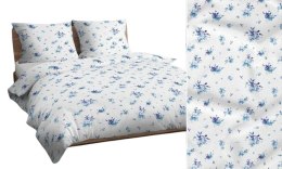 Poszewka bawełniana 70x80 biała niebieska liście 4214 A bawełna Max