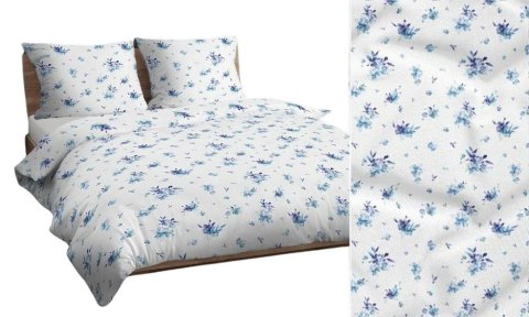 Poszewka bawełniana 70x80 biała niebieska liście 4214 A bawełna Max