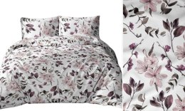 Poszewka bawełniana 70x80 biała różowa fioletowa kwiaty liście 5045 B bawełna Max