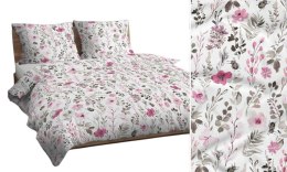 Poszewka bawełniana 70x80 biała różowa szara kwiaty liście 3460 C bawełna Max
