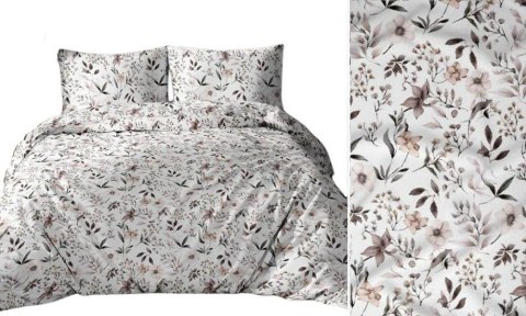 Poszewka bawełniana 70x80 biała szara pudrowa różowa ciemna kwiaty liście 5046 D bawełna Max