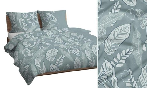 Poszewka bawełniana 70x80 miętowa biała liście 4834 A bawełna Max