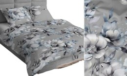 Poszewka bawełniana 70x80 szara niebieska kwiaty 4896 C bawełna Max