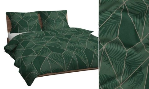 Poszewka bawełniana 70x80 zielona butelkowa geometria paproć 4832 A bawełna Max