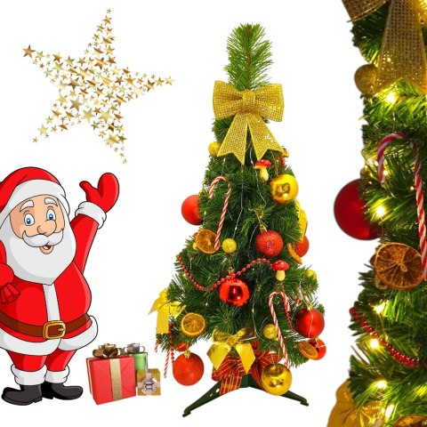 GOTOWA CHOINKA UBRANA ŚWIĄTECZNA + ŚWIATEŁKA 70cm