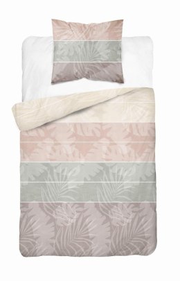 Pościel bawełniana 140x200 pudrowa beżowa pasy 5104 A z jedną poszewką Bawełna 32