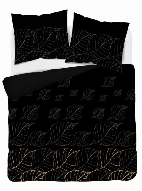 Pościel satynowa 180x200 Czarna złote liście 4815 A Home Satin 58