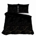 Pościel satynowa 180x200 Czarna złote liście 4815 A Home Satin 58
