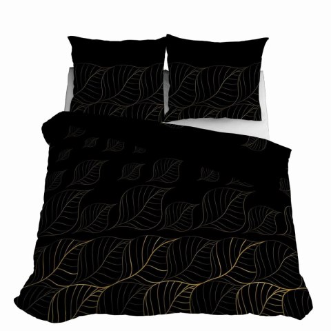 Pościel satynowa 180x200 Czarna złote liście 4815 A Home Satin 58