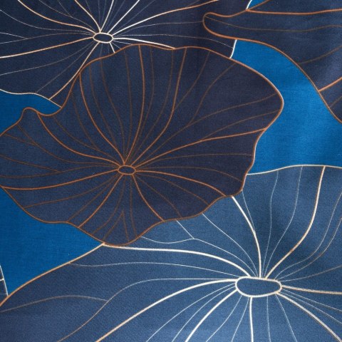 Pościel satynowa 160x200 Lotos 2 granatowa czarna kwiat lotosu Limited Collection Eurofirany