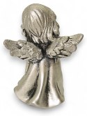 SREBRNY ANIOŁEK FIGURKA DEKORACYJNA ANIOŁ Z BROKATEM 13CM