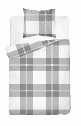 Pościel satynowa 140x200 5230 A biała szara kratka z jedną poszewką Home Satin 59