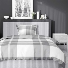 Pościel satynowa 140x200 5230 A biała szara kratka z jedną poszewką Home Satin 59