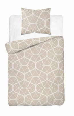 Pościel satynowa 140x200 5232 B beżowa kremowa geometria z jedną poszewką Home Satin 59