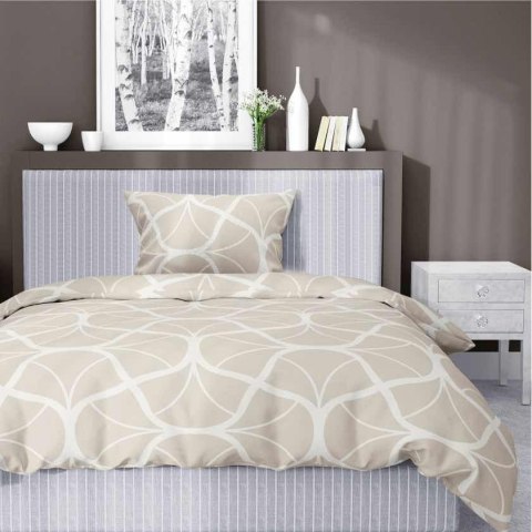 Pościel satynowa 140x200 5232 B beżowa kremowa geometria z jedną poszewką Home Satin 59