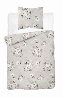 Pościel satynowa 140x200 5233 B beżowa cappuccino biała pudrowa kwiaty z jedną poszewką Home Satin 59