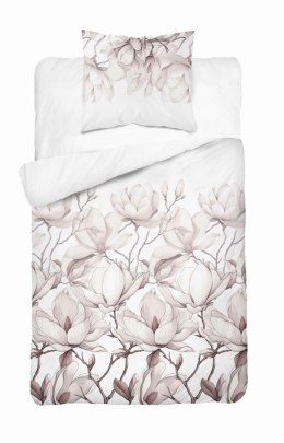 Pościel satynowa 140x200 5235 B różowa pudrowa biała kwiaty z jedną poszewką Home Satin 59