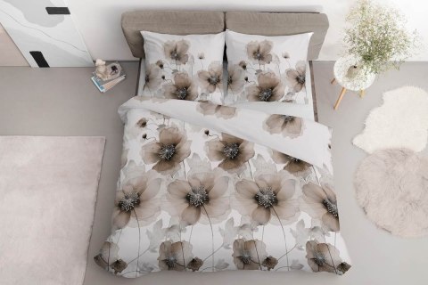 Pościel satynowa 160x200 4817 D kremowa beżowa jasna kwiaty Home Satin 59