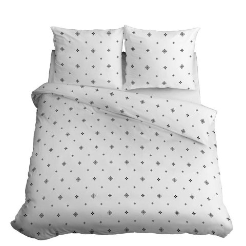Pościel satynowa 160x200 4820 A biała czarna geometria Home Satin 59
