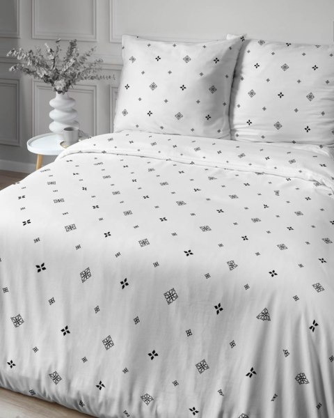 Pościel satynowa 160x200 4820 A biała czarna geometria Home Satin 59