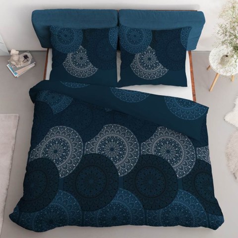 Pościel satynowa 160x200 4824 B granatowa niebieska biała geometria Home Satin 59