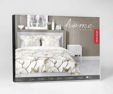Pościel satynowa 160x200 5235 A biała kremowa beżowa jasna kwiaty Home Satin 59