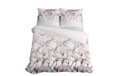Pościel satynowa 160x200 5235 B różowa pudrowa biała kwiaty Home Satin 59