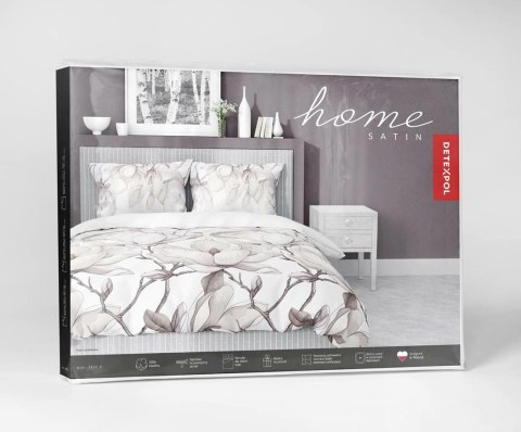 Pościel satynowa 160x200 5235 B różowa pudrowa biała kwiaty Home Satin 59