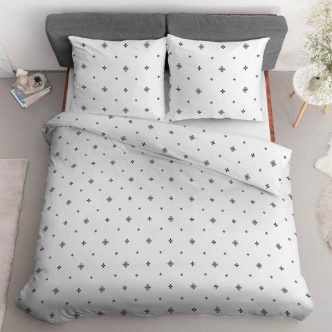 Pościel satynowa 180x200 4820 A biała czarna geometria Home Satin 59