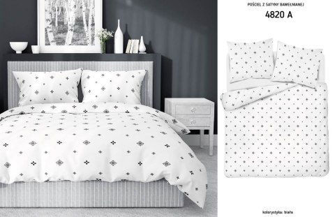 Pościel satynowa 180x200 4820 A biała czarna geometria Home Satin 59