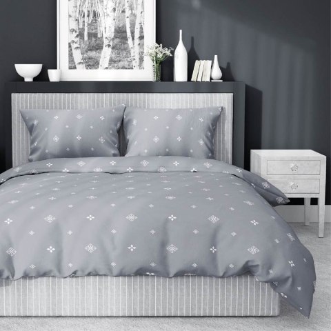 Pościel satynowa 180x200 4820 B szara ciemna biała geometria Home Satin 59