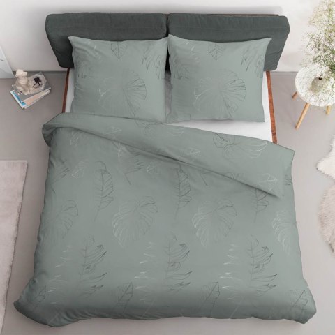 Pościel satynowa 180x200 4826 B seledynowa ciemna liście Home Satin 59