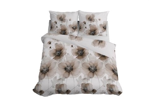 Pościel satynowa 220x200 4817 D kremowa beżowa jasna kwiaty Home Satin 59