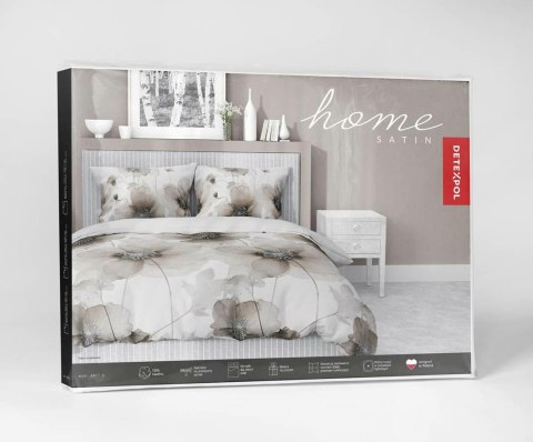 Pościel satynowa 220x200 4817 D kremowa beżowa jasna kwiaty Home Satin 59