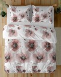 Pościel satynowa 220x200 4917 C biała różowa pudrowa kwiaty Home Satin 59