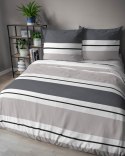 Pościel satynowa 220x200 5219 A biała grafitowa beżowa paski Home Satin 59