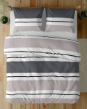 Pościel satynowa 220x200 5219 A biała grafitowa beżowa paski Home Satin 59