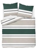 Pościel satynowa 220x200 5219 B biała zielona butelkowa beżowa paski Home Satin 59