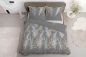 Pościel satynowa 220x200 5224 B szara ciemna biała beżowa liście łodygi Home Satin 59