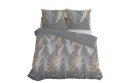 Pościel satynowa 220x200 5224 B szara ciemna biała beżowa liście łodygi Home Satin 59