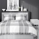 Pościel satynowa 220x200 5230 A biała szara kratka Home Satin 59