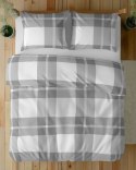 Pościel satynowa 220x200 5230 A biała szara kratka Home Satin 59