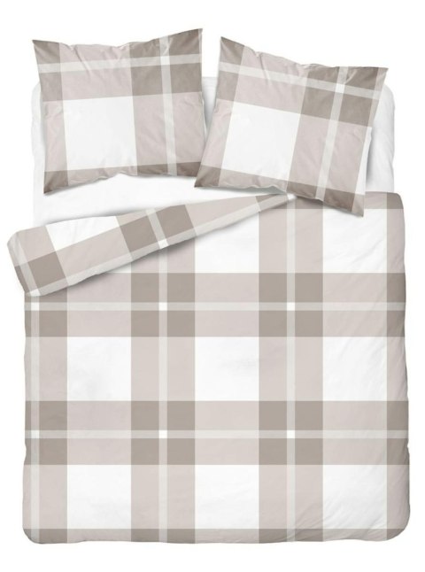 Pościel satynowa 220x200 5230 B biała beżowa kratka Home Satin 59